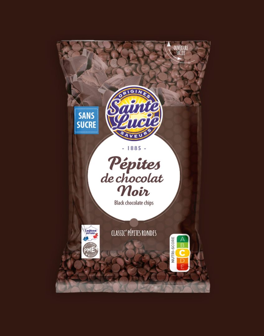 Pépites de chocolat noir sans sucre Sainte Lucie